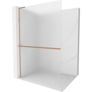MEXEN/S Kioto+ L Sprchová zástěna WALK-IN s poličkou a držákem ručníků 90 x 200 cm, dekor, měď kartáčovaná 800-090-123-65-30 obraz