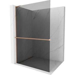 MEXEN/S Kioto+ L Sprchová zástěna WALK-IN s poličkou a držákem ručníků 80 x 200 cm, grafit, měď kartáčovaná 800-080-123-65-40 obraz