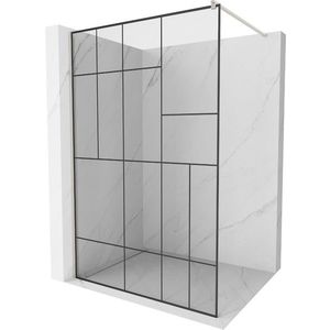 MEXEN/S Kioto Sprchová zástěna WALK-IN 80 x 200, černý vzor 8 mm, nikl kartáčovaná 800-080-101-97-78 obraz