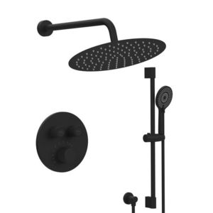 SAPHO SMART SELECT podomítkový sprchový set s termostatickou baterií, 2 výstupy, posuvný držák sprchy, černá mat RP032B-02 obraz