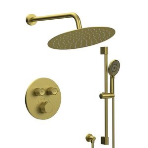 SAPHO SMART SELECT podomítkový sprchový set s termostatickou baterií, 2 výstupy, posuvný držák sprchy, zlato mat RP032GB-02 obraz