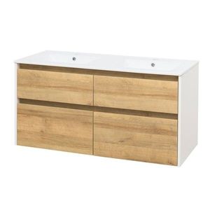 Mereo Opto, koupelnová skříňka s keramickým umyvadlem 121 cm, bílá/dub Riviera CN933 obraz