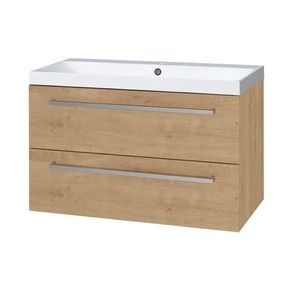 Mereo Bino, koupelnová skříňka s umyvadlem z litého mramoru 101 cm, dub Arlington CN622M obraz