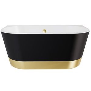 BESCO Volně stojící vana VICA NEW s pásem, sifon s přepadem Barva Černá matná tmavá, Barva sifonu Zlatá, Rozměr vany 160 × 80 cm VANVIC160NMZN obraz