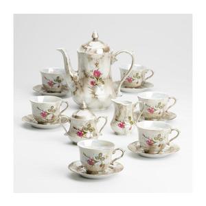 Porcelánová čajová sada mramor hnědá růže obraz