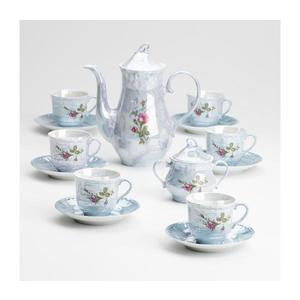 Porcelánová čajová sada mramor modrá růže obraz