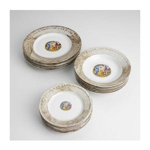 Sada 18x porcelánový talíř mramor hnědá obraz