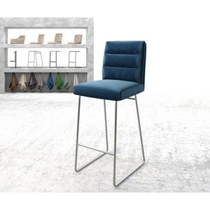 Barová židle Pela-Flex Velvet Blue Skid Frame z nerezové oceli obraz