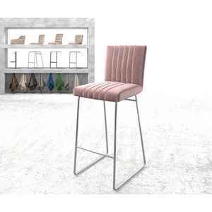 Barová židle Luiga-Flex Velvet Rosé Skid Frame Stainless Steel obraz