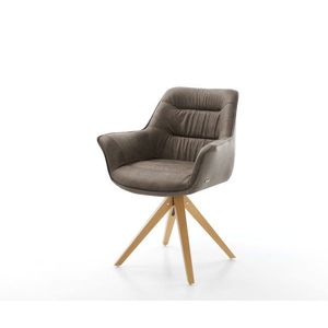 Otočná židle Kaira-Flex taupe vintage mikrovlákno dřevěná obraz