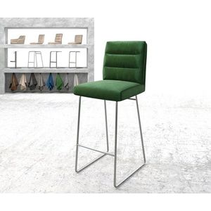 Barová židle Pela-Flex Velvet Green Skid Frame z nerezové oceli obraz
