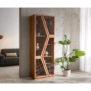 Vitrína Taza 75x210 cm přírodní akácie 4 dvířka obraz