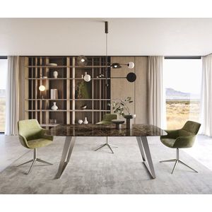 Jídelní stůl Edge oválný 200x100 keramika Laminam® Emperador obraz