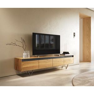 TV stolek Stonegrace 200 cm přírodní dub břidlice 4 zásuvky obraz