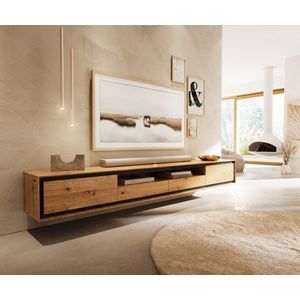 TV stolek Stonegrace 240 cm přírodní dub 2 dvířka 1 přihrádka 2 obraz