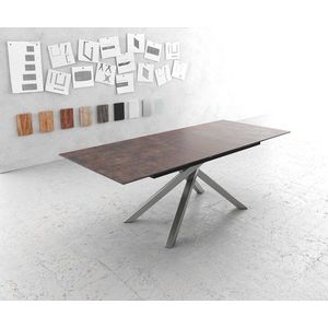 Jídelní stůl Edge 180/220x90 cm sklo vintage hnědá křížová obraz