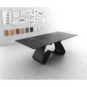 Jídelní stůl Edge 180-220x100 keramika Laminam®Nero Greco obraz