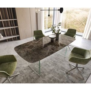 Jídelní stůl Edge oválný 200x100 keramika Laminam® Emperador obraz