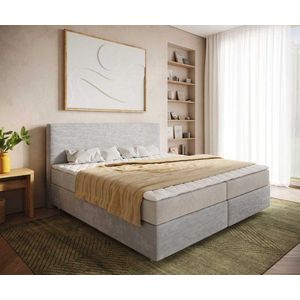Boxspring postel Dream-Well manšestr stříbrnošedá 200x200 cm obraz