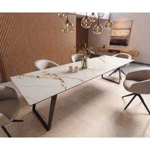 Jídelní stůl Edge 300x100 keramika Calacatta Luxe bílo-zlato obraz