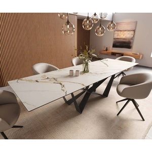 Jídelní stůl Edge 300x100 keramika Calacatta Luxe bílo-zlato obraz