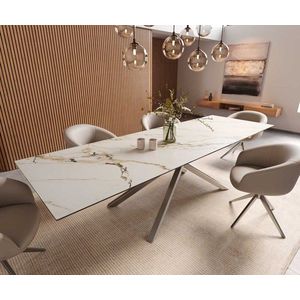 Jídelní stůl Edge 300x100 keramika Calacatta Luxe bílo-zlato obraz