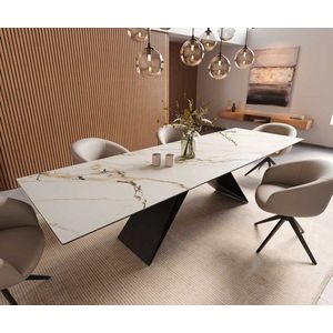 Jídelní stůl Edge 300x100 keramika Calacatta Luxe bílo-zlato obraz