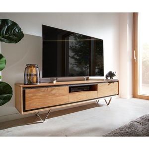 TV stolek Stonegrace 175 cm akácie přírodní 2 dvířka 1 obraz