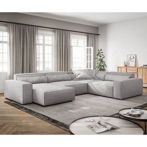 Pohovka ve tvaru "U" Sirpio XL 360x260 cm manšestr stříbrnošedá obraz