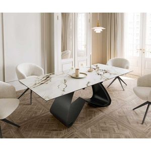 Jídelní stůl Edge 180-220x100 keramika Calacatta Luxe bílá obraz