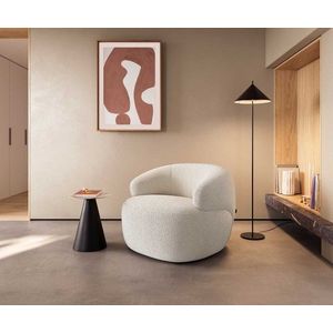 Lounge křeslo Nova 88x88 cm bouclé krémově-bílá obraz