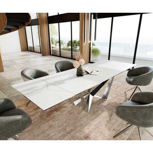 Jídelní stůl 200-300x100 keramika Laminam®Statuarietto Bílá obraz
