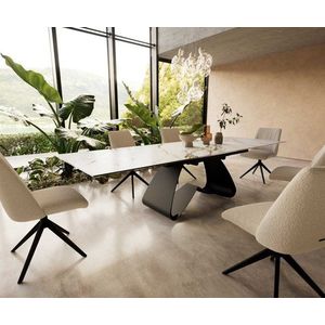 Jídelní stůl Edge 200-300x100 keramika Calacatta Luxe bílá obraz