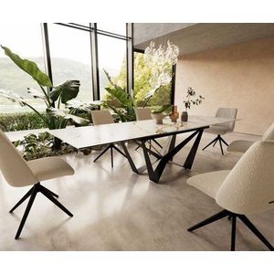 Jídelní stůl Edge 200-300x100 keramika Calacatta Luxe bílo obraz
