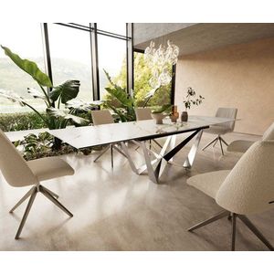 Jídelní stůl Edge 200-300x100 keramika Calacatta Luxe bílo obraz