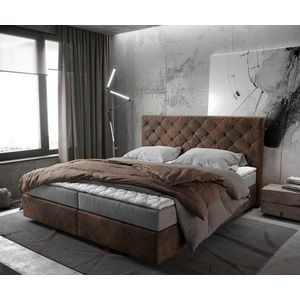 Boxspring postel Dream-Great 180x200 cm hnědá vintage s matrací obraz