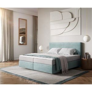 Boxspring postel Dream-Well 180x200 cm manšestr pastelově modrá obraz