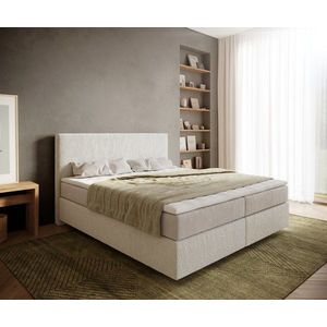 Boxspring postel Dream-Well bouclé krémovo-bílá 180x200 cm obraz