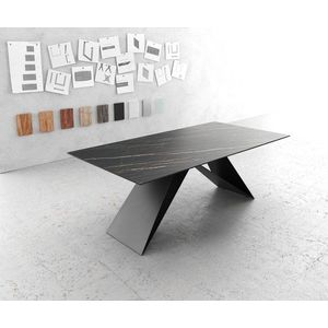Jídelní stůl Edge 200x100cm Laminam® keramika hnědá podnož ve obraz