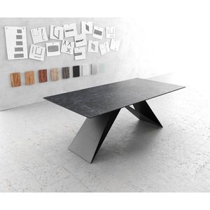 Jídelní stůl Edge 200x100cm Laminam® keramika šedá podnož ve obraz