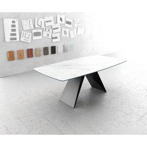 Jídelní stůl Edge zaoblená 200x100cm Laminam® keramika bílá obraz