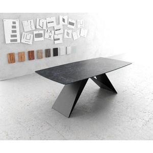 Jídelní stůl Edge zaoblená 200x100cm Laminam® Keramika šedá obraz