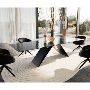 Jídelní stůl Edge 300x100 Reliéfní sklo kouřově černá 3D design obraz