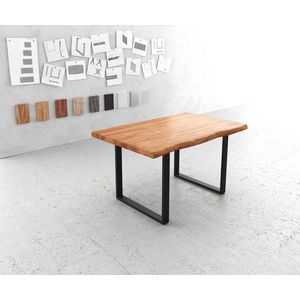 Jídelní stůl Edge 140x90 XL akácie přírodní kov černá obraz
