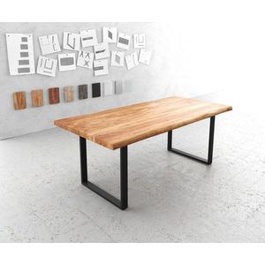 Jídelní stůl Edge 200x100 XL akácie přírodní kov černá obraz