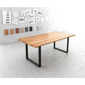 Jídelní stůl Edge 200x100 cm přírodní akácie kov černá obraz