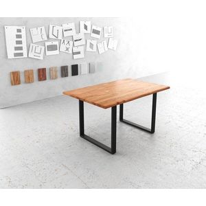 Jídelní stůl Edge 140x90 cm přírodní akácie kov černá obraz
