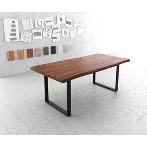 Jídelní stůl Edge 200x100 cm XL akácie hnědá kov černá obraz