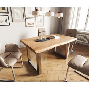 Jídelní stůl Edge 140x90 XL akácie přírodní nerezová ocel obraz