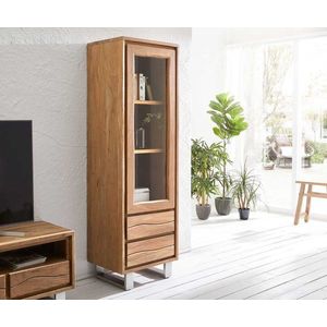 Vitrína Live Edge 60x190 cm přírodní akácie rovná hrana 1 obraz